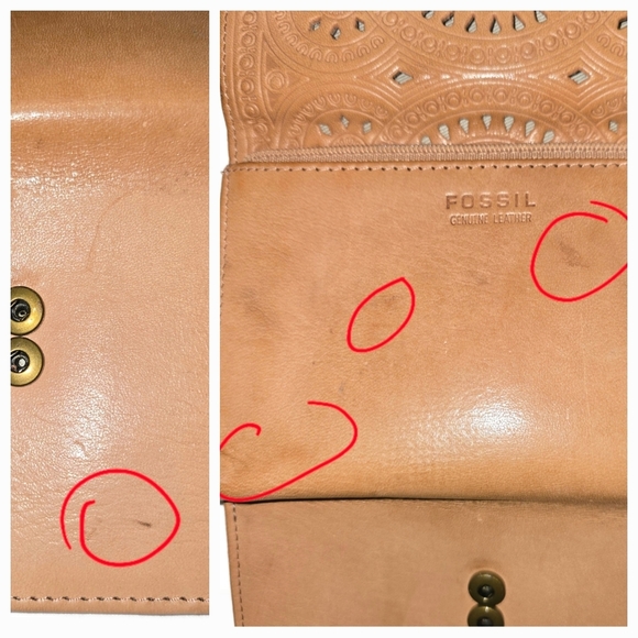 Ladies Embossed Leather Tri-Fold Wallet with ID Flap by Fossil - Picture 12 of 12